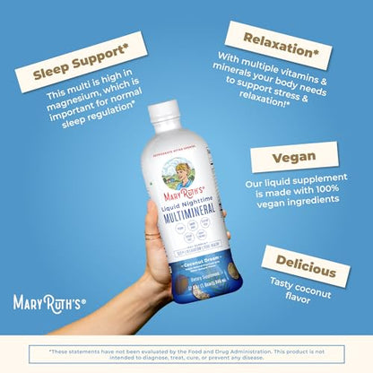 MaryRuth Organics Nighttime Liquid Multimineral Sleep Supplement, Sugar Free, Calm