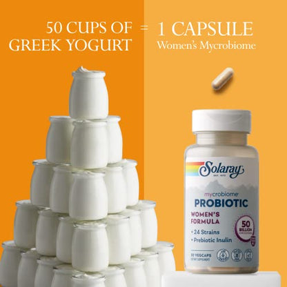 SOLARAY Mycrobiome Probiotic Women’s Formula, 24 Strains Plus Prebiotic Inulin
