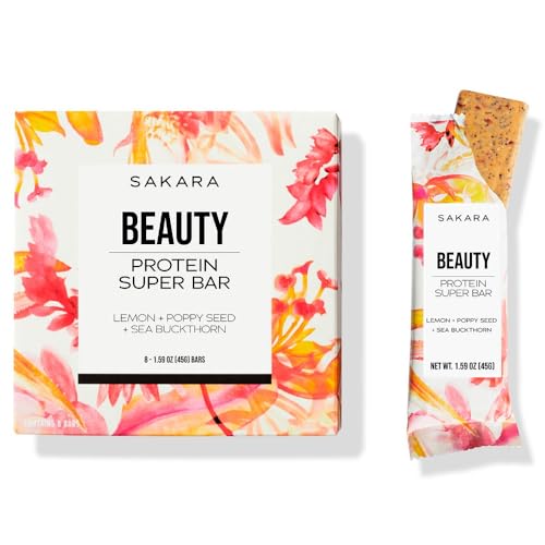Sakara Beauty Protein Super Bar - Poppy Seed & Lemon Protein Bars, Clean Protein Bars