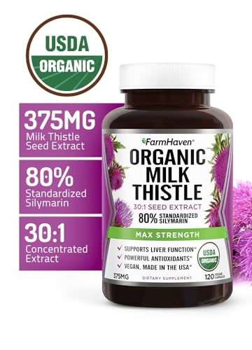 FarmHaven USDA Organic Milk Thistle Capsules | 11250mg Strength | 30X Concentrated