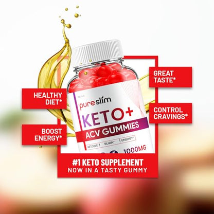 (2 Pack) Pure Slim Keto ACV Gummies - Advanced Formula PureSlim Keto Plus ACV