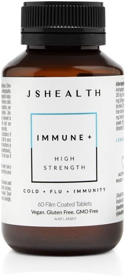 JSHealth Vitamins Immune + Immunity Booster Supplement, 60 Tablets | Made with with Zinc Vitamin C Echinacea and Olive Leaf Antioxidants