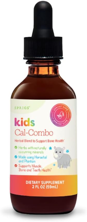 SPRIGS Kids Cal-Combo Dietary Calcium Supplement to Support Bone Health, 2 Oz | Herbal Blend for Muscle, Bones & Teeth | Herbs & Minerals Horsetail & Plantain to Help Your Child Grow Strong & Healthy