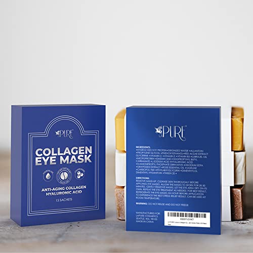 LA PURE Collagen Eye Mask Patches Under Eye Patches for Puffy Eyes Hyaluronic Acid