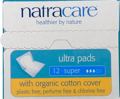 Natracare Pads Ultra Super Wings, 12 ct
