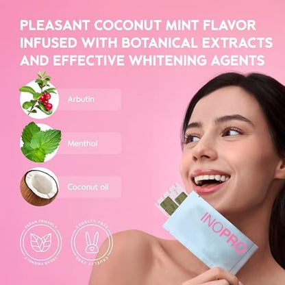 InoPro Whitening Hydroxyapatite Toothpaste + Green Teeth Whitening Strips 14 Treatments + Natural Teeth Whitening Strips Kit 14 Treatments Kit