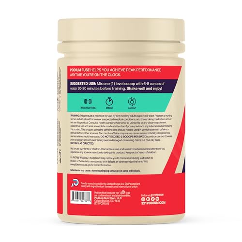 Podium Nutrition, Fuse Pre Workout Powder, Sour Watermelon, 30 Servings, Beta Alanine