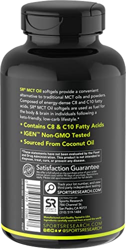 Sports Research Keto MCT Oil Capsules derived from Coconut Oil | Keto Fuel for The Brain