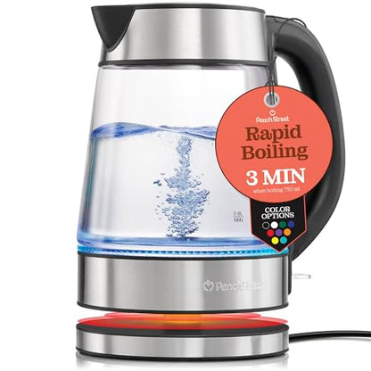Speed-Boil Electric Kettle For Coffee & Tea - 1.7L Water Boiler 1500W, Borosilicate Glass