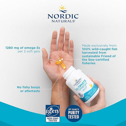 Nordic Naturals Ultimate Omega, Lemon Flavor - 60 Soft Gels - 1280 mg Omega-3