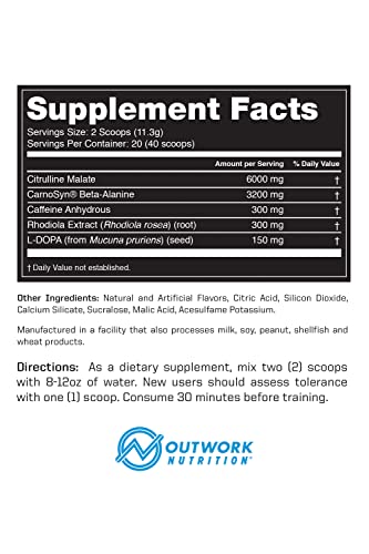 Outwork Nutrition Pre-Workout Supplement with Nootropics - Energy & Mental Focus