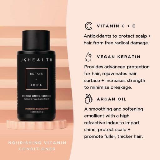 JSHealth Vitamins Inside Out Haircare - Includes Hair + Energy Hair Vitamins, Purifying Keratin Shampoo & Nourishing Hair Conditioner - Virtual Bundle
