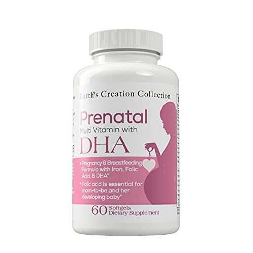 Earth's Creation Prenatal Multi Vitamin with DHA Dietary Supplement, 60 Softgels
