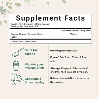 Micro Ingredients Organic Mucuna Pruriens Extract Powder,1 Pound (908 Servings)