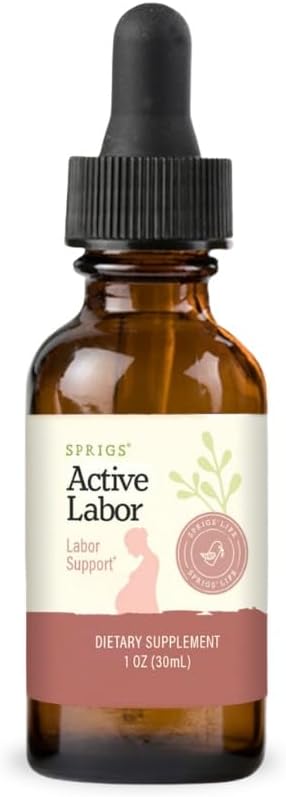 SPRIGS Active Labor, 1 Oz | Herbal Birth Support Tincture Supplement with Blue Cohosh, Red Raspberry Leaf & Motherwort Herb | Birthing Kit Essential to Help Healthy Contractions & Kick Start Delivery