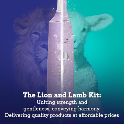 GuruNanda Lion & Lamb Kit (Lavender), Portable Water Flosser (300ml) with 4 Jet Tips