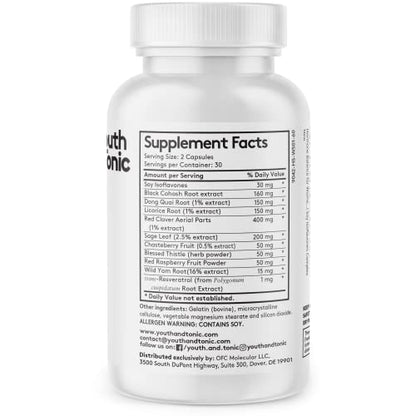 Youth & Tonic Menopause & PMS Support for Women Through Balanced Estrogen Metabolism – 90 Pills