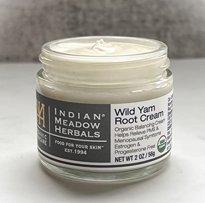 Indian Meadow Herbals Wild Yam Root Cream (2oz) - Organic Balancing Cream for PMS & Menopause Relief