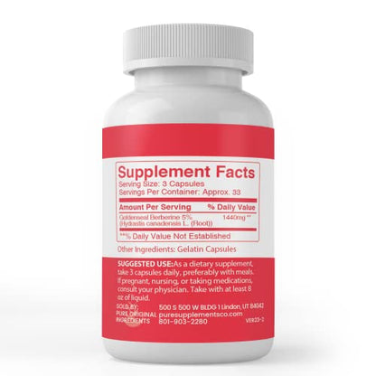 Pure Original Ingredients Berberine, (100 Capsules) Always Pure, No Additives Or Fillers