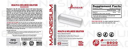 Metabolic Nutrition Magnesium, 650mg per Serving, Non-GMO, Vegan, Gluten Free