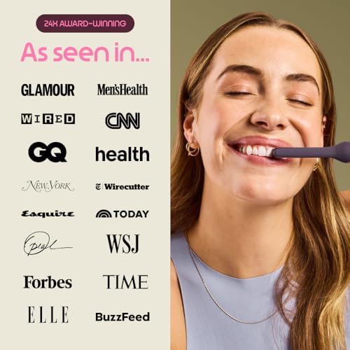 Quip Rev Oscillating Rechargeable Electric Toothbrush with Toothbrush Heads 4 Pack Product Bundle - Soft Bristles, Pressure Sensor, Compact - Blue Stone