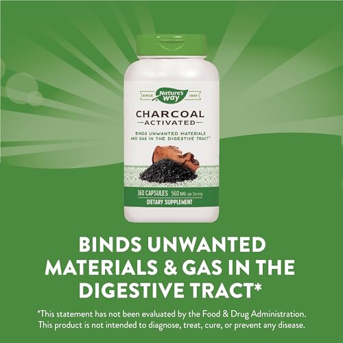 Nature's Way Activated Charcoal, Binds Unwanted Materials and Gas*, 560mg per Serving