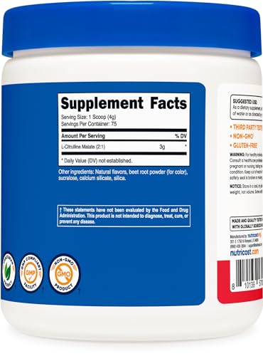 Nutricost L-Citrulline Malate 2:1 (300g) Fruit Punch - Workout Support, Muscle Performance