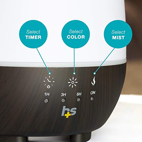 HealthSmart Essential Oil Diffuser, Cool Mist Humidifier and Aromatherapy Diffuser, FSA HSA Eligible with 500ML