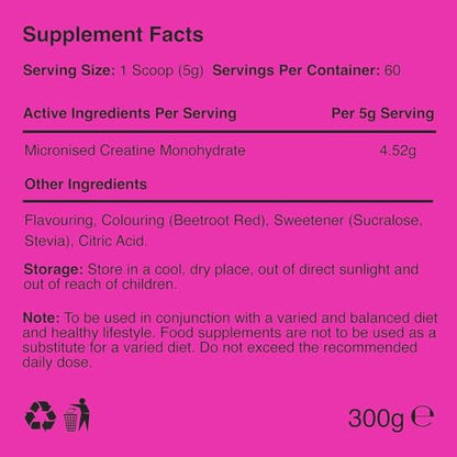 Warrior Creatine Monohydrate Powder – 300g – Micronised for Easy Mixing and Consumpti