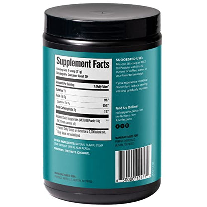 Perfect Keto MCT Oil Powder, Medium Chain Triglycerides, Ketogenic Non-Dairy Coffee