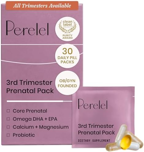 Perelel Birth Prep Bundle, 3rd Trimester Prenatal Vitamin Pack, Sleep Support, & Choline Boost