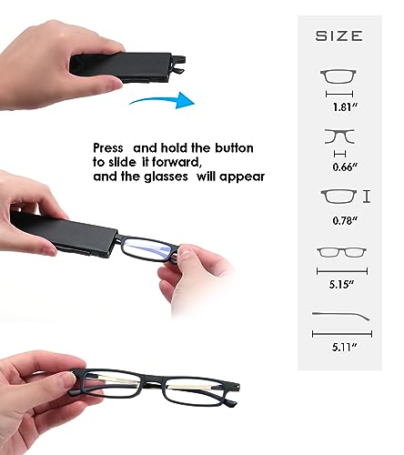 SKYOAK Ultra thin Lightweight Folding Reading Glasses Women Men TR90 Blue Light Blocking