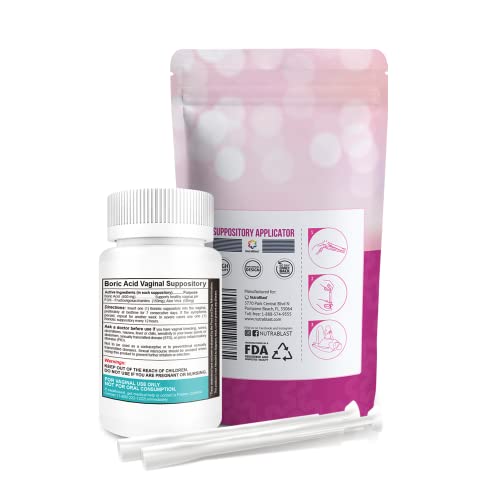 NutraBlast Boric Acid Vaginal Suppositories 800mg Complex w/FOS Prebiotic Enhancer