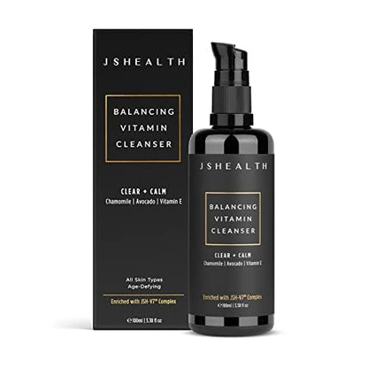JSHealth Facial Cleanser Gentle Face Wash for Women & Men | With Sensitive Skin in Mind, Made with Vitamins C & E, Avocado Oil, & Chamomile