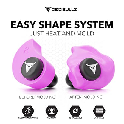 Decibullz - Custom Molded Earplugs, 31dB Highest NRR, Comfortable Hearing Protection
