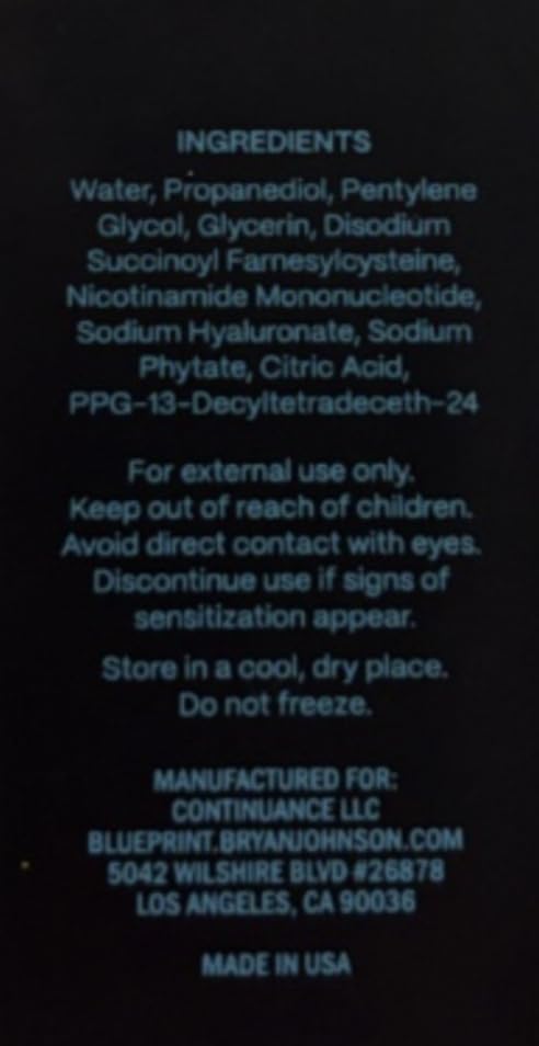 Blueprint Bryan Johnson Facial Serum with SFC & NMN – Age Defying Serum for Fine Lines, Firmness & Hydration – Longevity-Inspired Skin Care for Radiant, Youthful Skin – Fragrance Free & Vegan Formula