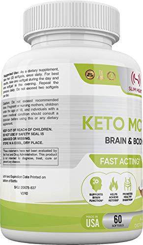 Slim Heat Keto MCT Oil Capsules with C8 & C10 - Fast Acting Ketosis Brain & Body Fuel