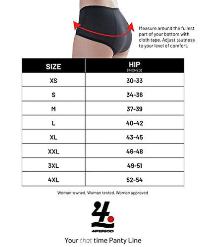 4period High Absorbency for Heavy Flow Period Panties; Leakproof, for Teens and Women (3 Black, X-Large)