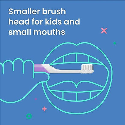 Quip Sonic Toothbrush for Kids with Replacement Heads 3 Pack Product Bundle - Includes Travel Cover Mount - Soft Bristles, Compact and Flexible - Yellow