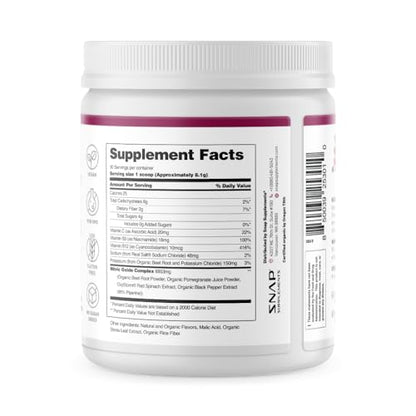 Snap Supplements USDA Organic Beet Root Powder, 3-in-1 Nitric Oxide Supplement