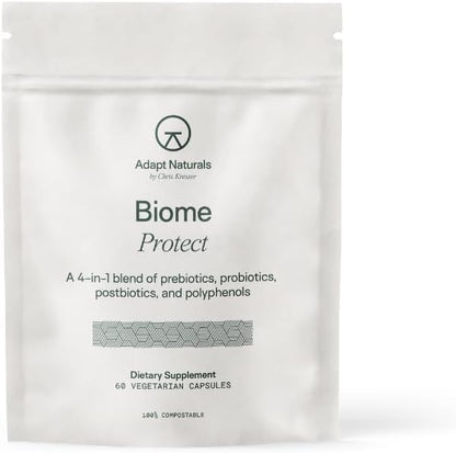 Adapt Naturals 4-in-1 Biome Protect Prebiotics, Probiotics, Postbiotics | & Polyphenols Supplement for Microbiome - Supports Immune & Gut Health, & Mental Clarity for Women & Men - 30 Day Supply
