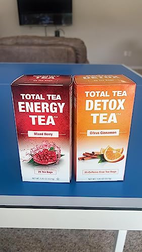 Total Tea Detox Tea & Energy Tea Set - 25 Day Detox Tea - Herbal SIim Tea