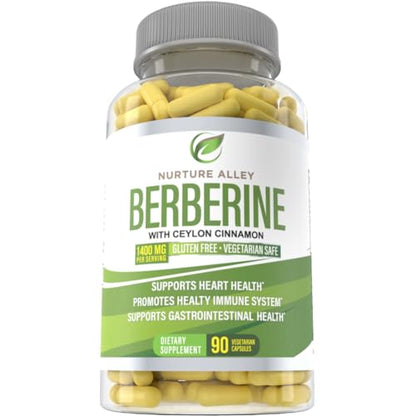 Nurture Alley Berberine Complex - Berberine HCL 1200mg Plus Organic Ceylon Cinnamon