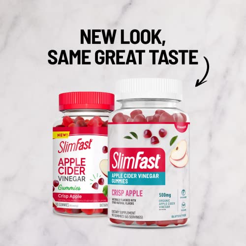 SlimFast Apple Cider Vinegar Gummies, Dietary Supplement with 500mg Organic Apple Cider