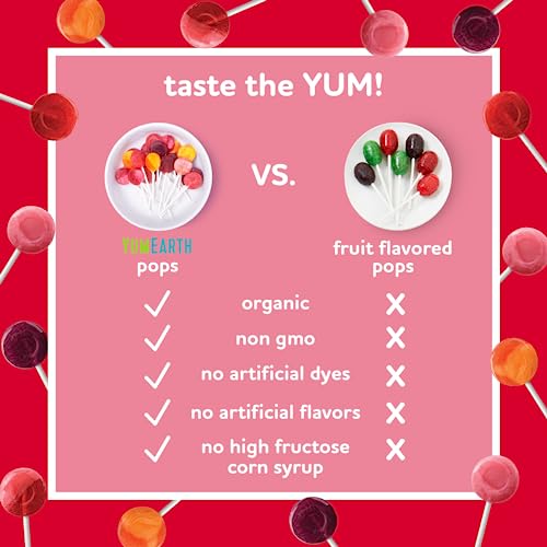 YumEarth Organic Pops Variety Pack, 50 Fruit Flavored Favorites Lollipops, Allergy Friendly
