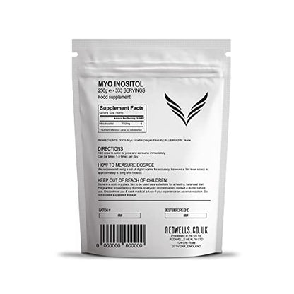 Myo Inositol Powder REDWELLS PCOS & Fertility GMO Free Vegan - 250g Pack