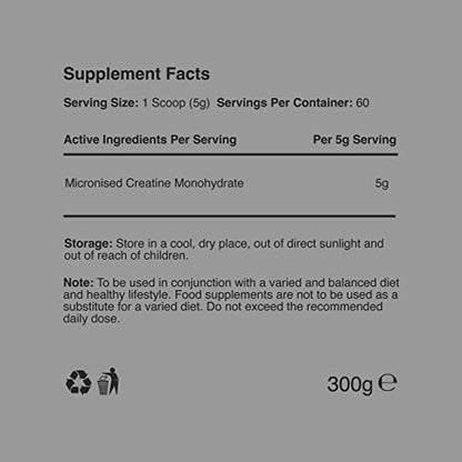 Warrior Creatine Monohydrate Powder – 300g – Micronised for Easy Mixing