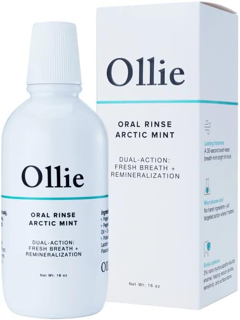 Ollie Arctic Mint Mouthwash, with 3% Hydroxyapatite, Alcohol-Free, 1 Pack