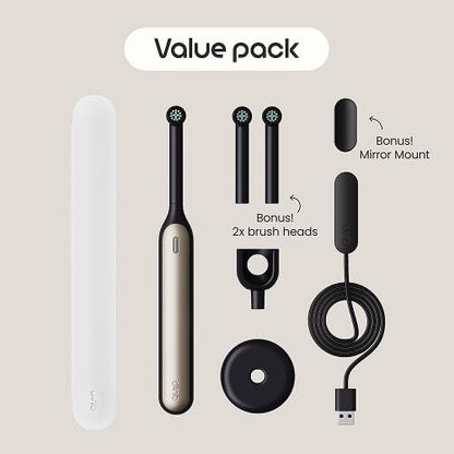 Quip Rev Smart Oscillating Toothbrush, App Connectivity, Black Crescent