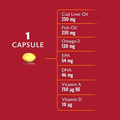 Seven Seas Cod Liver Oil Tablets With Omega-3, Fish Oil, One A Day, 4 Months Supply